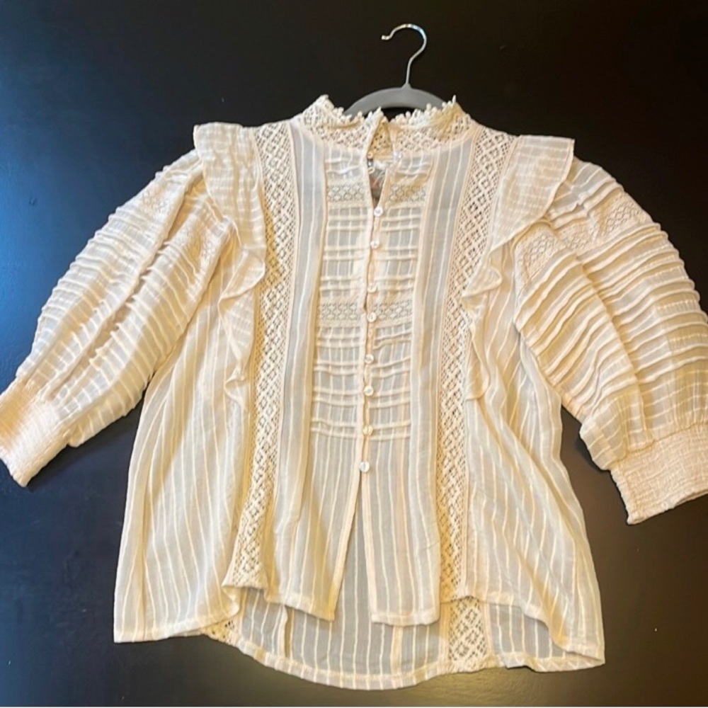 Free People cotton beige Boho Shirt